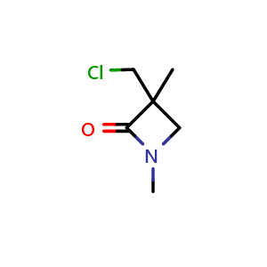 Chemical structure of 3-(Chloromethyl)-1,3-dimethyl-2-azetidinone , CAS 2168391-80-6, AChemBlock U138101