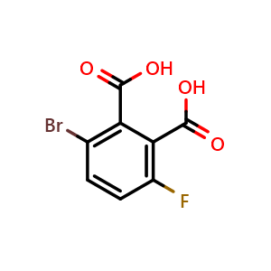 Chemical structure of 3-bromo-6-fluorophthalic acid , CAS 2167659-32-5, AChemBlock U138104