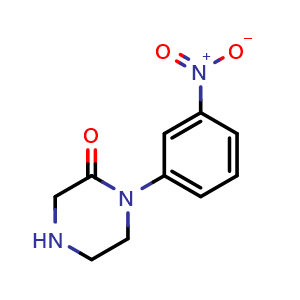 Chemical structure of 1-(3-Nitrophenyl)piperazin-2-one , CAS 215649-84-6, AChemBlock U138120