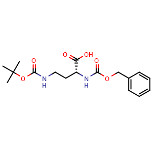 Chemical structure of (R)-2-(Cbz-amino)-4-(Boc-amino)butyric acid , CAS 214852-60-5, AChemBlock U138132