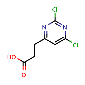 Chemical structure of 2,6-Dichloro-4-pyrimidinepropanoic acid , CAS 212650-39-0, AChemBlock U138171