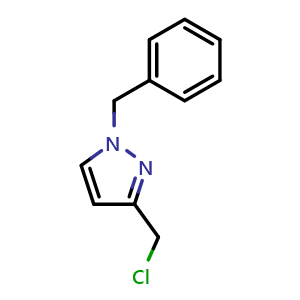 Chemical structure of 1-Benzyl-3-(chloromethyl)pyrazole , CAS 211946-09-7, AChemBlock U138178