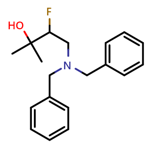 Chemical structure of 4-(Dibenzylamino)-3-fluoro-2-methyl-2-butanol , CAS 2108176-83-4, AChemBlock U138189