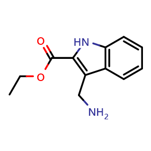 Chemical structure of Ethyl 3-(Aminomethyl)-1H-indole-2-carboxylate , CAS 2106765-19-7, AChemBlock U138192