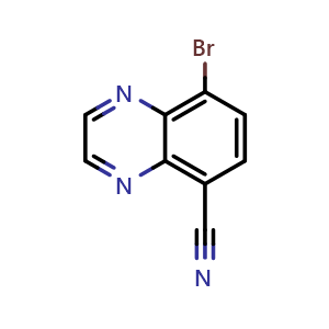 Chemical structure of 8-Bromoquinoxaline-5-carbonitrile , CAS 2101944-52-7, AChemBlock U138200