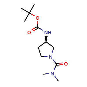 Chemical structure of (R)-3-(Boc-amino)-N,N-dimethylpyrrolidine-1-carboxamide , CAS 2097804-92-5, AChemBlock U138210