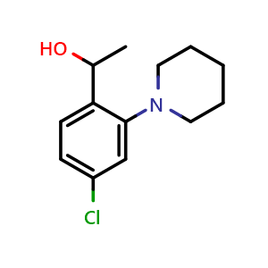 Chemical structure of 1-[4-Chloro-2-(1-piperidyl)phenyl]ethanol , CAS 2097800-65-0, AChemBlock U138211
