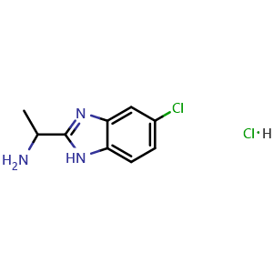 Chemical structure of 2-(1-Aminoethyl)-5-chlorobenzimidazole hydrochloride , CAS 2097800-60-5, AChemBlock U138213
