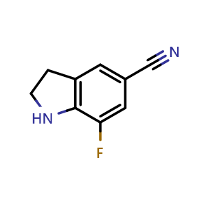 Chemical structure of 7-Fluoroindoline-5-carbonitrile , CAS 2092093-99-5, AChemBlock U138237