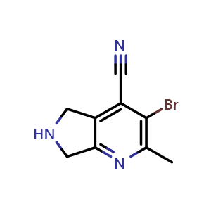 Chemical structure of 3-bromo-2-methyl-6,7-dihydro-5H-pyrrolo[3,4-b]pyridine-4-carbonitrile , CAS 2091241-26-6, AChemBlock U138245