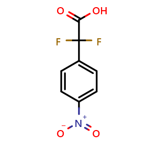 Chemical structure of 2,2-Difluoro-2-(4-nitrophenyl)acetic acid , CAS 206360-56-7, AChemBlock U138299
