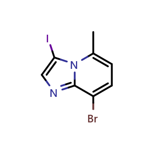 Chemical structure of 8-bromo-3-iodo-5-methyl-imidazo[1,2-a]pyridine , CAS 2017112-62-6, AChemBlock U138348