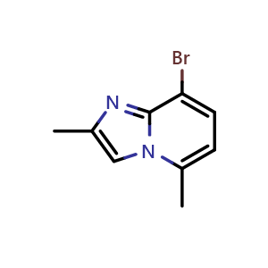 Chemical structure of 8-bromo-2,5-dimethyl-imidazo[1,2-a]pyridine , CAS 2011710-00-0, AChemBlock U138353