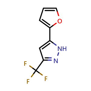 Chemical structure of 5-(2-Furyl)-3-(trifluoromethyl)pyrazole , CAS 197507-85-0, AChemBlock U138415