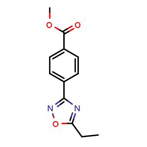 Chemical structure of Methyl 4-(5-Ethyl-1,2,4-oxadiazol-3-yl)benzoate , CAS 196301-95-8, AChemBlock U138425