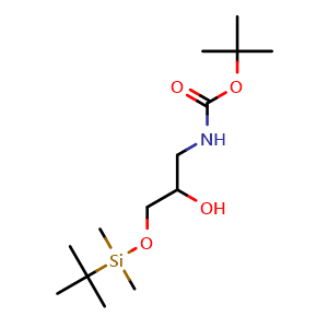 Chemical structure of 3-(Boc-amino)-1-[(tert-butyldimethylsilyl)oxy]-2-propanol , CAS 195197-94-5, AChemBlock U138442
