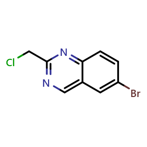 Chemical structure of 6-Bromo-2-(chloromethyl)quinazoline , CAS 1936538-67-8, AChemBlock U138460