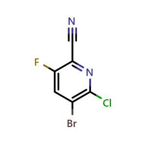 Chemical structure of 5-bromo-6-chloro-3-fluoro-pyridine-2-carbonitrile , CAS 1934492-74-6, AChemBlock U138467