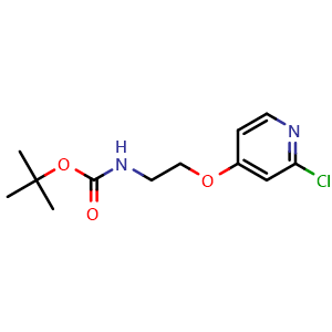 Chemical structure of tert-butyl N-[2-[(2-chloro-4-pyridyl)oxy]ethyl]carbamate , CAS 1908437-45-5, AChemBlock U138489