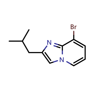 Chemical structure of 8-bromo-2-isobutyl-imidazo[1,2-a]pyridine , CAS 1894474-45-3, AChemBlock U138506