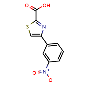 Chemical structure of 4-(3-Nitrophenyl)thiazole-2-carboxylic acid , CAS 185245-05-0, AChemBlock U138578