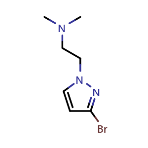 Chemical structure of 2-(3-Bromo-1-pyrazolyl)-N,N-dimethylethanamine , CAS 1849378-82-0, AChemBlock U138584