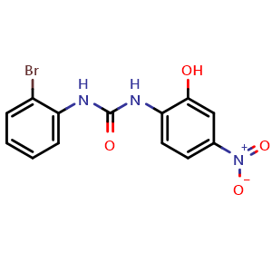 Chemical structure of 1-(2-Bromophenyl)-3-(2-hydroxy-4-nitrophenyl)urea , CAS 182498-32-4, AChemBlock U138617