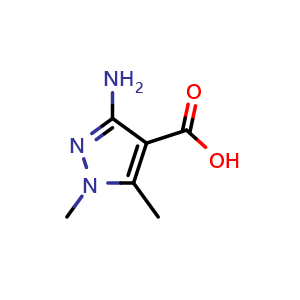 Chemical structure of 3-amino-1,5-dimethyl-pyrazole-4-carboxylic acid , CAS 1824042-67-2, AChemBlock U138626