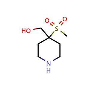 Chemical structure of 4-(Methylsulfonyl)piperidine-4-methanol , CAS 1823556-53-1, AChemBlock U138640