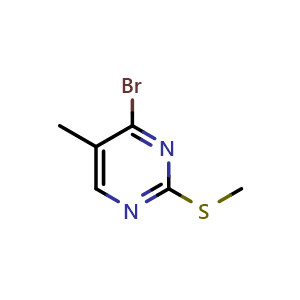 Chemical structure of 4-Bromo-5-methyl-2-(methylthio)pyrimidine , CAS 1823532-08-6, AChemBlock U138642