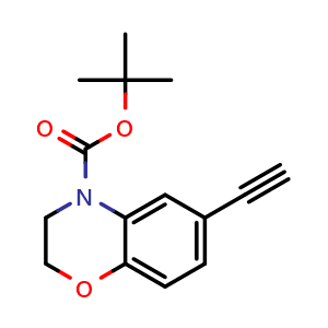 Chemical structure of 4-Boc-6-ethynyl-3,4-dihydro-2H-benzo[b][1,4]oxazine , CAS 1823265-04-8, AChemBlock U138648
