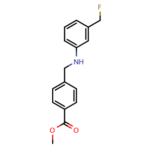 Chemical structure of Methyl 4-[[[3-(Fluoromethyl)phenyl]amino]methyl]benzoate , CAS 1820734-56-2, AChemBlock U138659