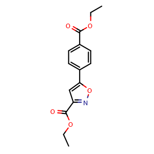 Chemical structure of Ethyl 5-[4-(Ethoxycarbonyl)phenyl]isoxazole-3-carboxylate , CAS 1820686-51-8, AChemBlock U138664