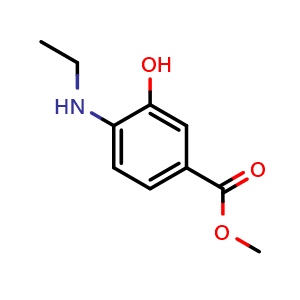Chemical structure of Methyl 4-(Ethylamino)-3-hydroxybenzoate , CAS 1820609-04-8, AChemBlock U138669