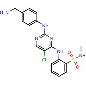 Chemical structure of 2-[[2-[[4-(Aminomethyl)phenyl]amino]-5-chloro-4-pyrimidinyl]amino]-N-methylbenzenesulfonamide , CAS 1809947-04-3, AChemBlock U138686