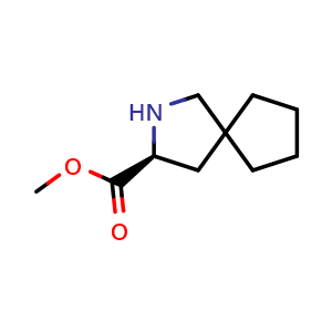 Chemical structure of methyl (3S)-2-azaspiro[4.4]nonane-3-carboxylate , CAS 1807684-52-1, AChemBlock U138701