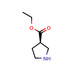 Chemical structure of Ethyl (R)-Pyrrolidine-3-carboxylate , CAS 1807380-83-1, AChemBlock U138704