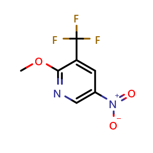 Chemical structure of 2-Methoxy-5-nitro-3-(trifluoromethyl)pyridine , CAS 1803857-10-4, AChemBlock U138725