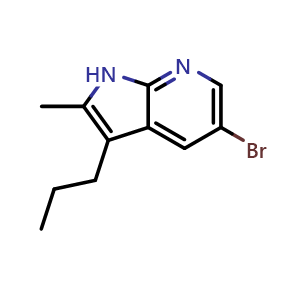 Chemical structure of 5-bromo-2-methyl-3-propyl-1H-pyrrolo[2,3-b]pyridine , CAS 1802884-84-9, AChemBlock U138734