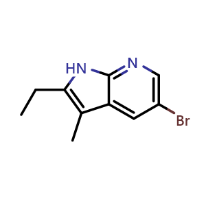 Chemical structure of 5-bromo-2-ethyl-3-methyl-1H-pyrrolo[2,3-b]pyridine , CAS 1802884-83-8, AChemBlock U138735