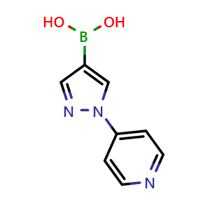 Chemical structure of 1-(4-pyridyl)pyrazole-4-boronic acid , CAS 1802481-47-5, AChemBlock U138736