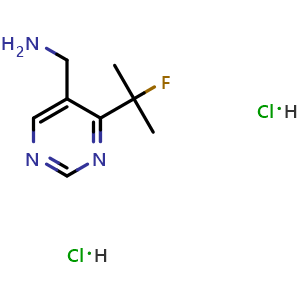 Chemical structure of 5-(Aminomethyl)-4-(2-fluoro-2-propyl)pyrimidine dihydrochloride , CAS 1799579-77-3, AChemBlock U138749