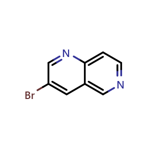 Chemical structure of 3-Bromo-1,6-naphthyridine , CAS 17965-73-0, AChemBlock U138752