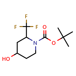 Chemical structure of 1-Boc-2-(trifluoromethyl)piperidin-4-ol , CAS 1785759-35-4, AChemBlock U138768