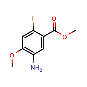 Chemical structure of Methyl 5-Amino-2-fluoro-4-methoxybenzoate , CAS 1785259-87-1, AChemBlock U138770