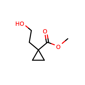 Chemical structure of Methyl 1-(2-Hydroxyethyl)cyclopropanecarboxylate , CAS 1781063-56-6, AChemBlock U138793