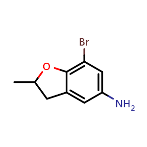 Chemical structure of 7-bromo-2-methyl-2,3-dihydrobenzofuran-5-amine , CAS 1780844-24-7, AChemBlock U138795