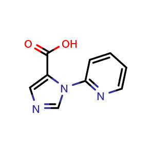 Chemical structure of 1-(2-Pyridyl)imidazole-5-carboxylic acid , CAS 1779128-15-2, AChemBlock U138802