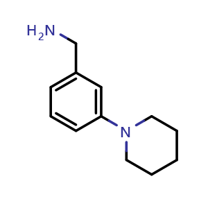 Chemical structure of 3-(1-Piperidyl)benzylamine , CAS 175696-71-6, AChemBlock U138819