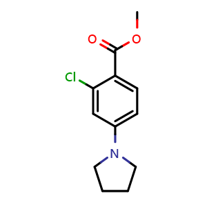 Chemical structure of Methyl 2-Chloro-4-(1-pyrrolidinyl)benzoate , CAS 175153-38-5, AChemBlock U138825